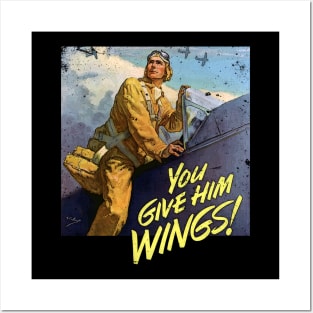 You give him wings! Old Retro Poster WWII Posters and Art